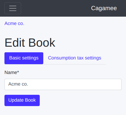 Edit book form on Cagamee